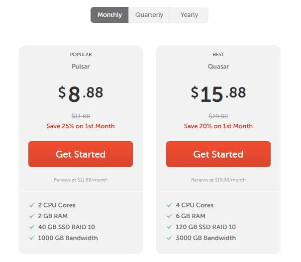 Namecheap 5 VPS Plans
