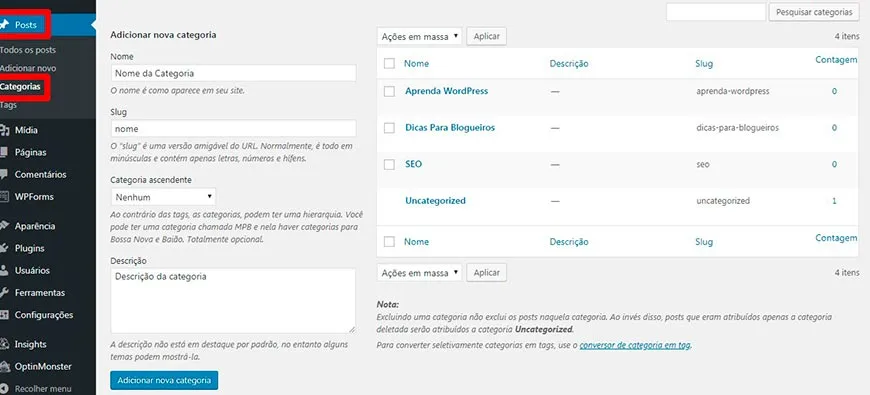 Como Criar Um Site WordPress – Guia Passo a Passo Para Iniciantes 34 Adicionar Categorias no WordPress