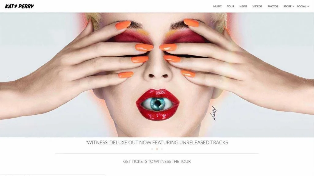10 Sites incríveis feitos com WordPress 2 Site da Katy Perry