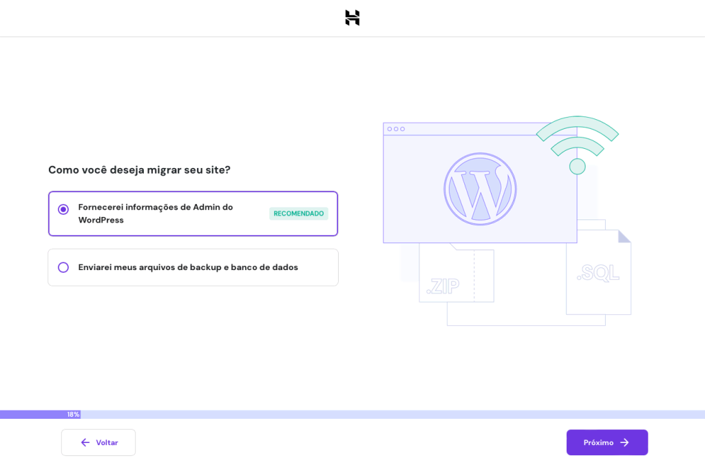 assistente de migração de site wordpress da hostinger