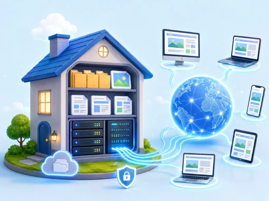 Servidor representado como a casa onde ficam os arquivos de um site
